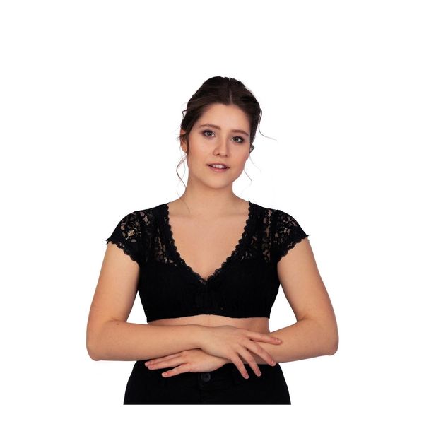 Bild von Edelnice Trachtenmode Dirndlbluse Leonie schwarz aus Spitze Gr. 32-56