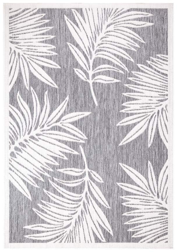 Bild von carpet city Outdoor-Teppich Wetterfest Balkon Terrassen - Grau in 160x230 cm - Deko Teppiche Außen Wasserfest - Balkondekoration Florale-Optik Wohnzimmerteppiche