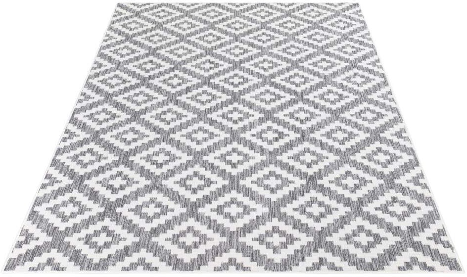 Bild von carpet city Outdoor-Teppich Wetterfest Balkon Terrassen - Grau in 240x340 cm - Deko Teppiche Außen Wasserfest - Balkondekoration Rauten-Optik Wohnzimmerteppiche