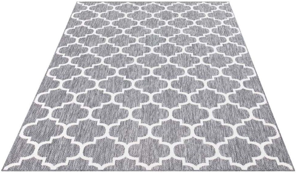 Bild von carpet city Outdoor-Teppich Wetterfest Balkon Terrassen - Grau in 160x230 cm - Deko Teppiche Außen Wasserfest - Balkondekoration Marokkanisch Wohnzimmerteppiche