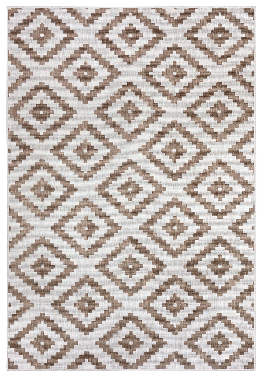 Bild von NORTHRUGS In- und Teppich Malta 160x230cm - Wendeteppich Wetterfest Geometrisches Muster für Balkon Terrasse Garten Wintergarten Wohnzimmerteppich Wasserfest in Linen, 105460-160x230