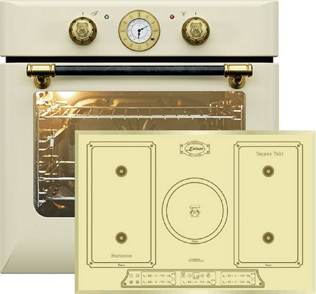 Bild von Kaiser Küchengeräte Backofen-Set EH 6432 ElfBE Eco+KCT 7797 FI ElfEm/5, Retro Einbau Backofen Elektro,68 L +Induktionskochfeld 77cm