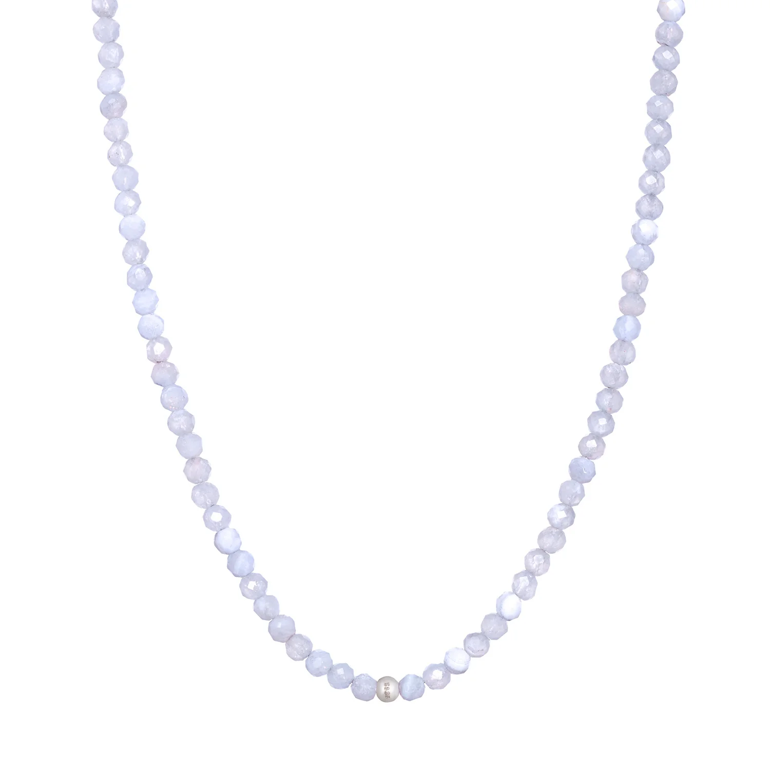 Bild von Bergerlin - Chalcedon Naturstein Perlen Halskette - Edelstein Heilstein Naturschmuck