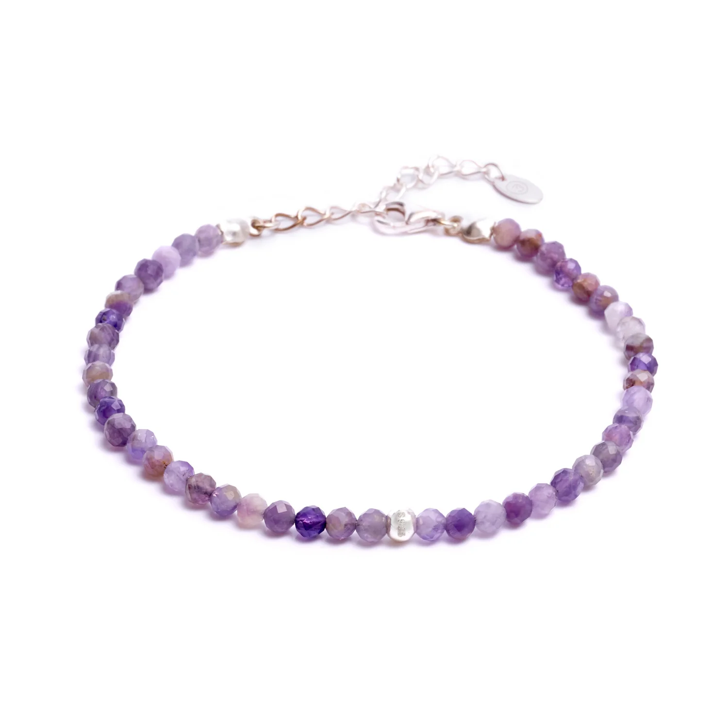 Bild von Bergerlin - Amethyst Naturstein Perlen Armband mit Verschluss - Edelstein Heilstein Naturschmuck