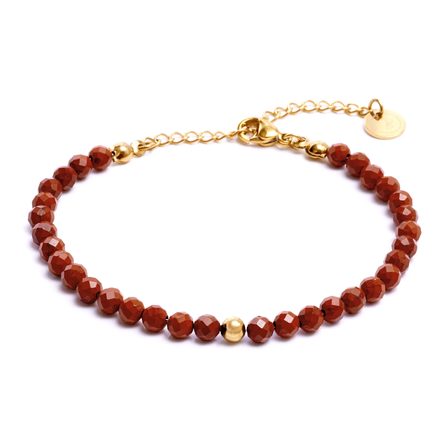 Bild von Bergerlin - Jaspis Naturstein Perlen Armband mit Verschluss - Edelstein Heilstein Naturschmuck