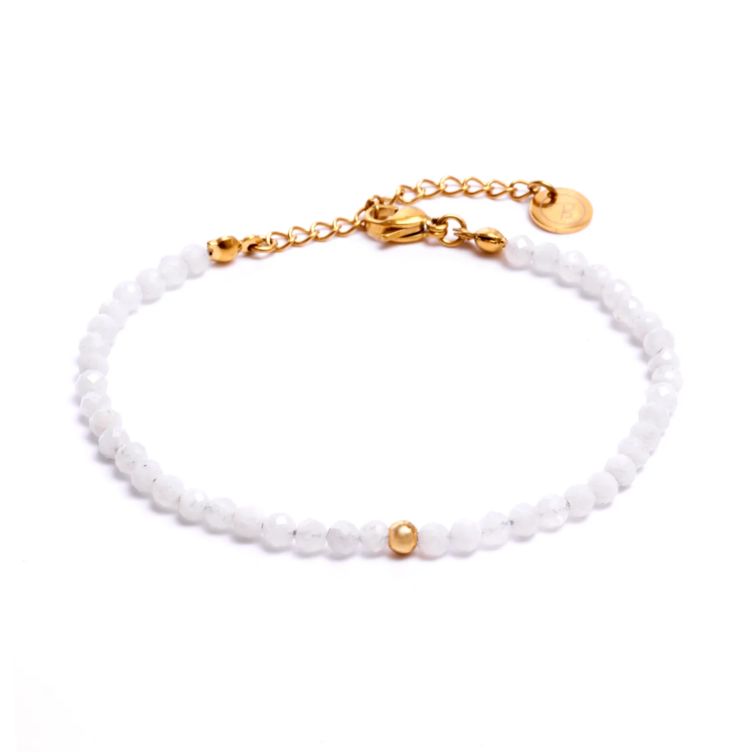 Bild von Bergerlin - Regenbogen-Mondstein (Labradorit) Naturstein Perlen Armband mit Verschluss - Edelstein Heilstein Naturschmuck