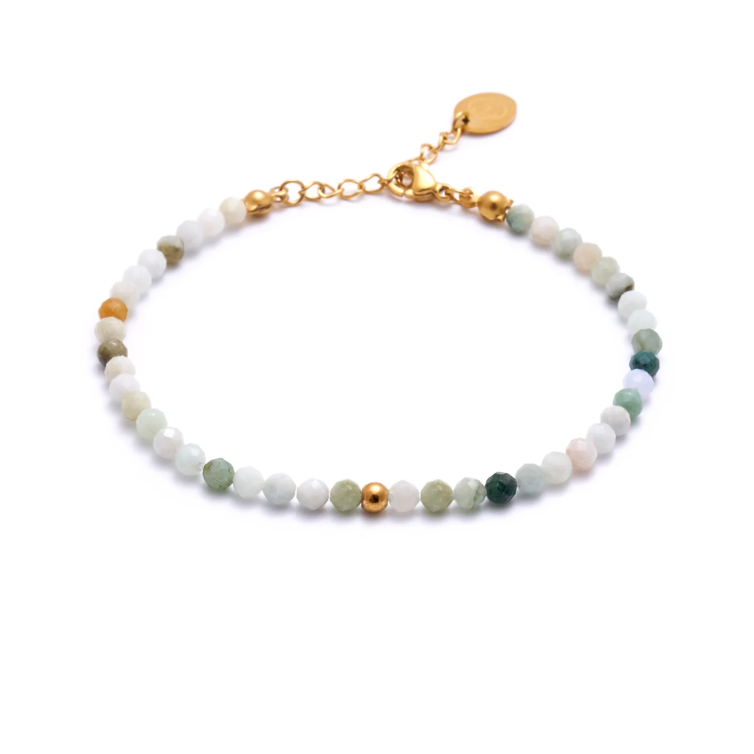 Bild von Bergerlin - Jade Naturstein Perlen Armband mit Verschluss - Edelstein Heilstein Naturschmuck