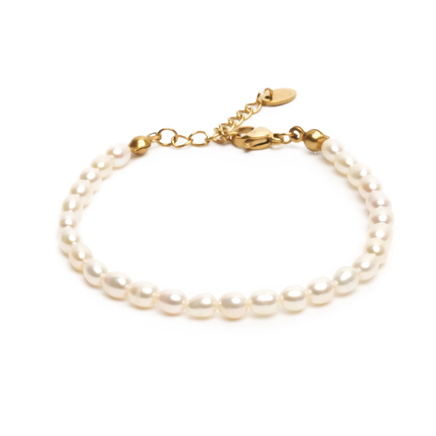 Bild von Bergerlin - Reis Perlen Armband mit Goldperle und Verschluss