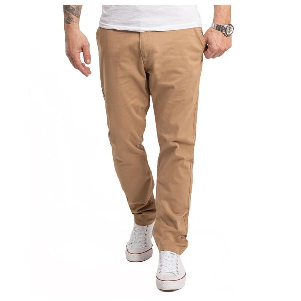 Bild von Indumentum Herren Chino Hose Regular Fit Chinohose Herrenhose Baumwolle Designer Hose Chinos Business Hose Stretch Männer Hose IR-506 Dunkelbeige W33 L34