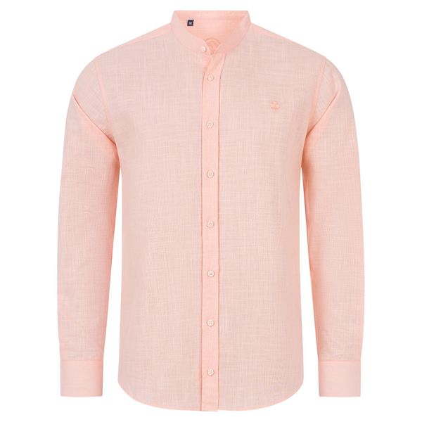 Bild von Indumentum Herren Hemd Leinen-Optik Sommer Hemd Herrenhemd Krangelos Leinenhemd Shirt Männer Hemden H-321 Rosa XXL