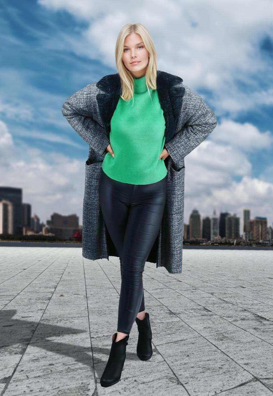 Bild von Reversible Shearling Lambskin Coat VO577 Green Größe: S