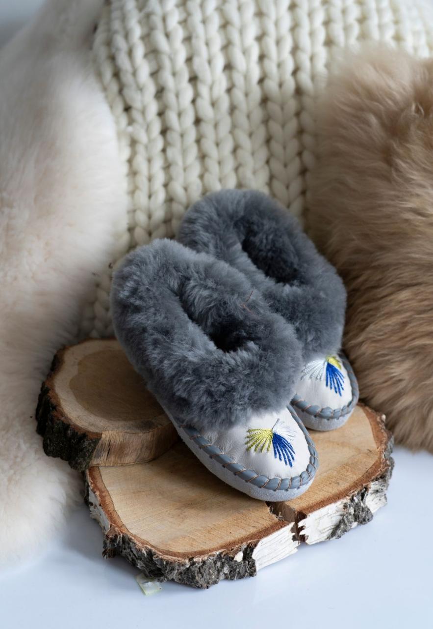 Bild von Hollert Hausschuh Damen Lammfell Hausschuhe Hannah Grau Merino Schaffell Echtleder