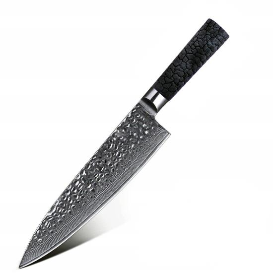 Bild von Damastmesser - Küchenmesser aus japanischem Damaststahl geschmiedet (Klinge: 21 cm) - scharfes Damast Kochmesser für Fleisch, Fisch & Gemüse