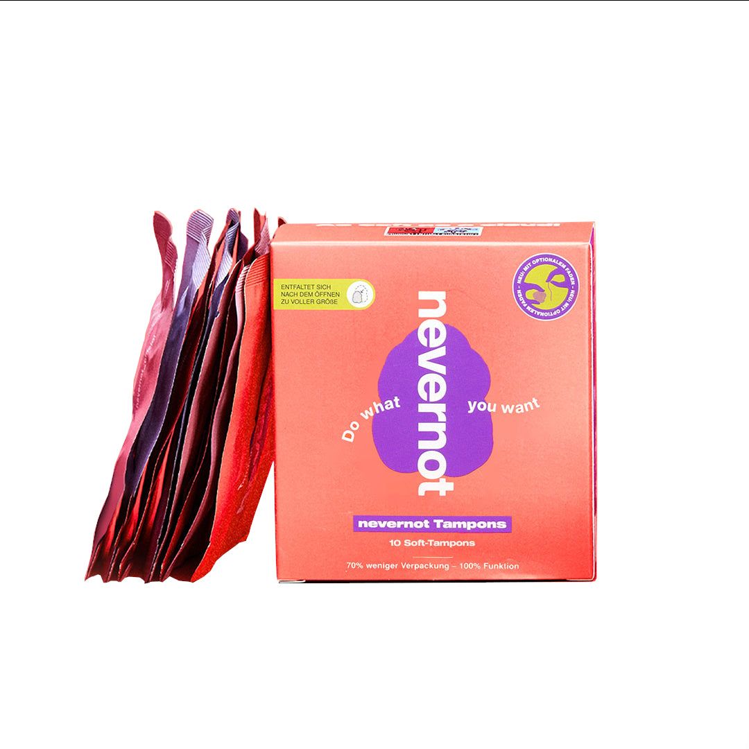 Bild von nevernot Softtampons, 10 Stück: Menstruationsschwamm mit optionalem Faden, 100% Schadstofffrei, Super weicher Tampon, Einfach zu entfernen, Ideal für Sport, Sauna & Schmerzpatientinnen