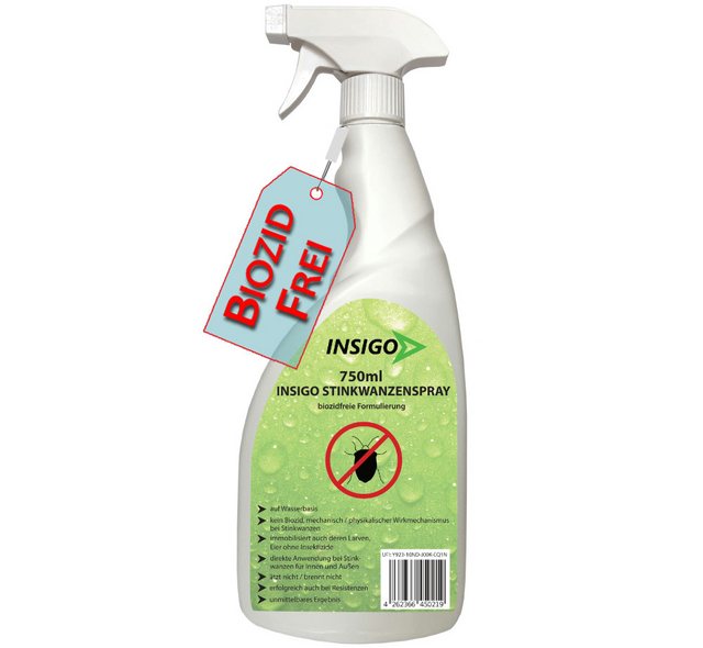Bild von INSIGO Insektenspray Stinkwanzenspray, Wanzen, 0.75 l, 750 ml, biozidfreie Formel, auf Wasserbasis, geruchsarm, brennt / ätzt nicht