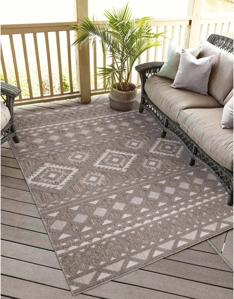 Bild von Carpet City Teppich "In-& Outdoorteppich Santorini 435, 3D-Effekt, Boho-Look", rechteckig, 5 mm Höhe, Wetterfest & UV-beständig für Terrasse, Balkon, Küche, Flur