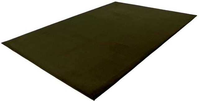 Bild von Hochflor Teppich Wohnzimmer - Einfarbig Basil, Oliv-Grün - 160x230 cm - Super Soft Polyester, Samtig-Flauschiger Flor - Fell-Teppiche für Schlafzimmer, Esszimmer, Arbeitszimmer