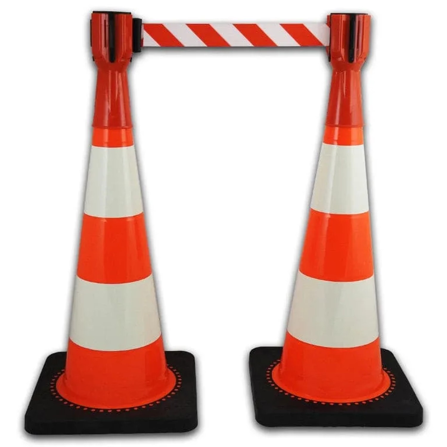 Bild von UvV Absperrset 2 x Leitkegel Orange 75cm & 2  x Conny Absperrband 5m Rot Weiß