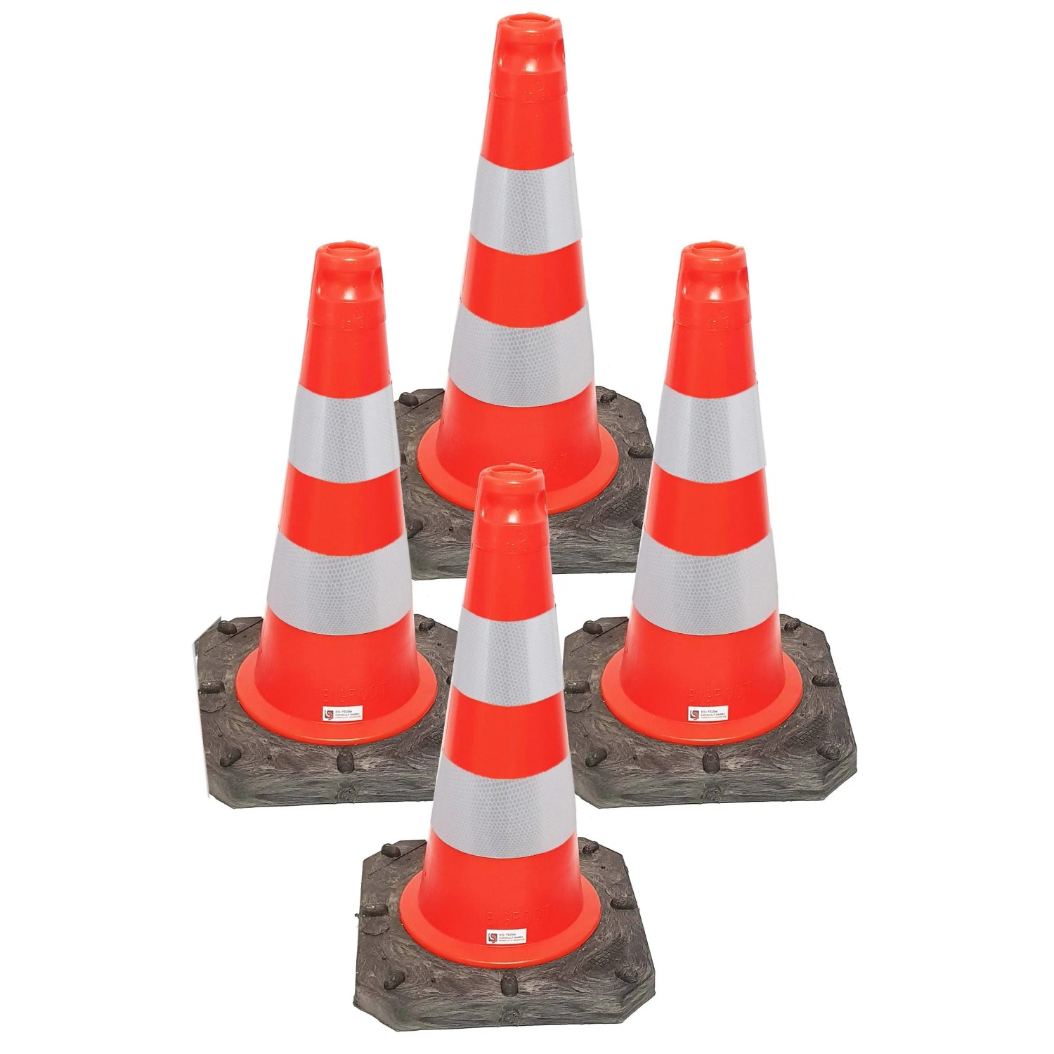 Bild von UvV Bigfoot 4 Stück Set Premium Pylonen 500mm - 2,5kg Schwer Standfest Reflektierend