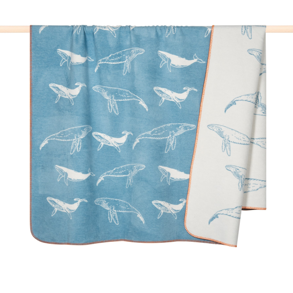 Bild von PAD Decke Wale all over 150 x 200 cm hellblau/ weiß ""