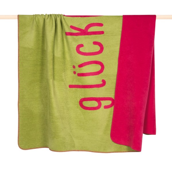 Bild von Wohndecke Decke Letters Glücklich Grün (150x200cm), PAD