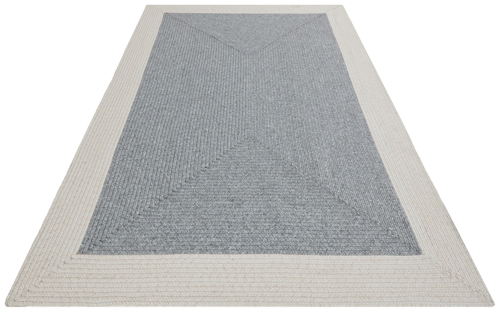 Bild von Northrugs Trenzado In- & Outdoor Teppich Wetterfest – Pflegeleicht Handmade-Look für Innen und Außen Gewebter Outdoorteppich Läufer für Balkon, Terrasse, Wohnzimmer, Garten – Grau Creme, 8
