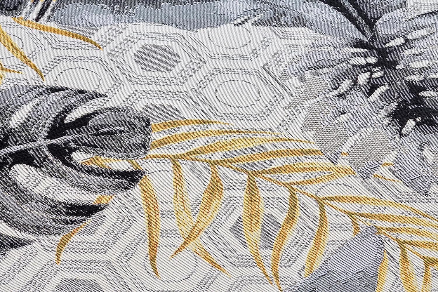 Bild von Hanse Home Gold Leaves In- & Outdoor Teppich – Flachgewebe Geometrisches Muster, Tropical Jungel Floral Palmen Design, ÖKO-TEX Wetterfest & UV-beständig für Balkon, Terrasse, Garten - Bunt, 80x165cm