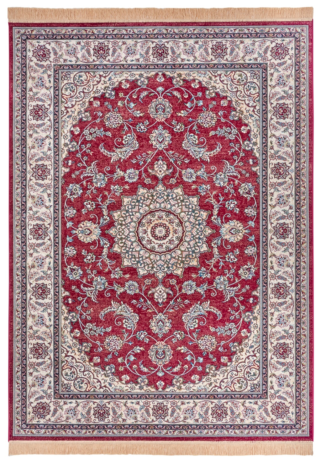 Bild von freundin Home Collection Almas Teppich Orientalisch – Orientalischer Kurzflor Wohnzimmerteppich Weicher Orient-Teppich Klassisch für Schlafzimmer, Esszimmer, Wohnzimmer, Flur, Küche – Rot,