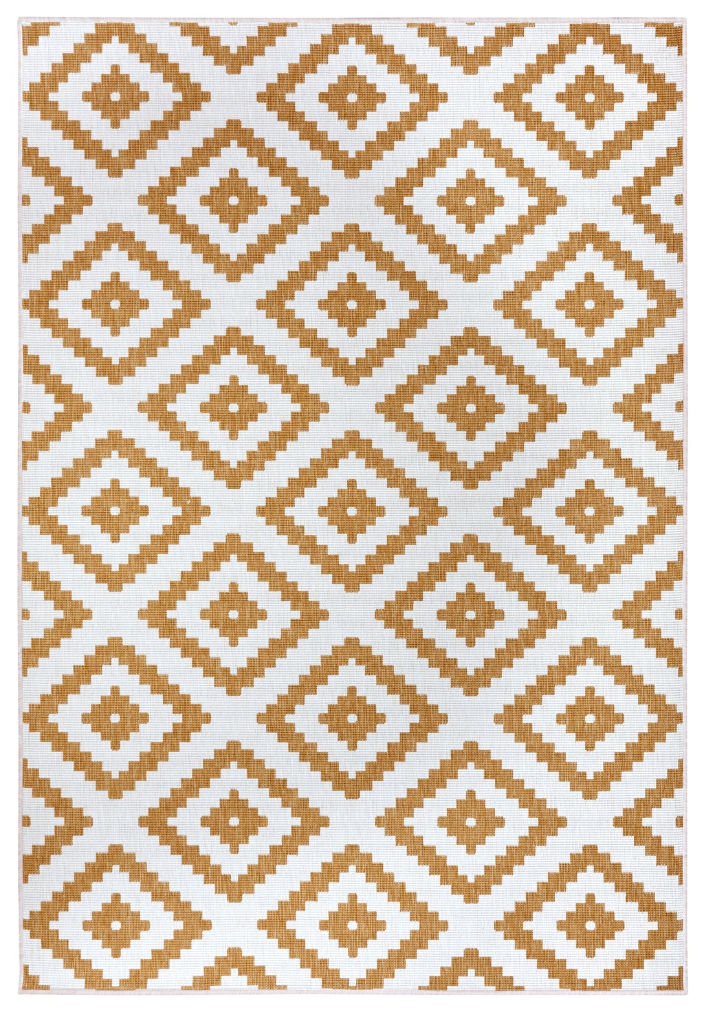 Bild von NORTHRUGS Malta In- & Outdoor Wendeteppich - Flachgewebe, Geometrisches Design, ÖKO-TEX, Wetterfest & UV-beständig für Balkon, Terrasse, Garten - Ocker, 240x340cm