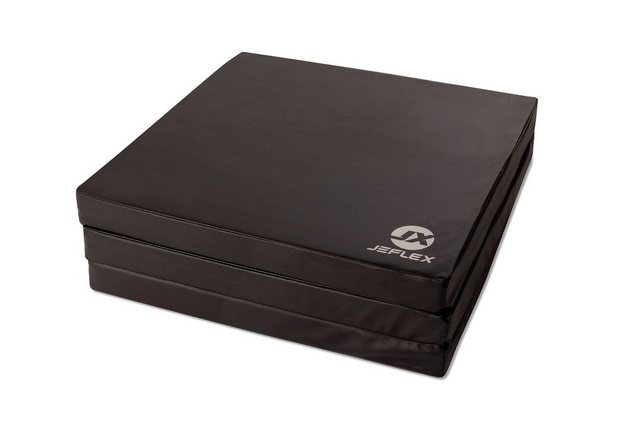 Bild von Jeflex - schwarze klappbare Weichbodenmatte & Turnmatte 180 x 60 x 6 cm MADE IN GERMANY/faltbare Gymnastikmatte/platzsparende Fitnessmatte & faltbare Yogamatte/dicke Sportmatte für Kinderzimmer