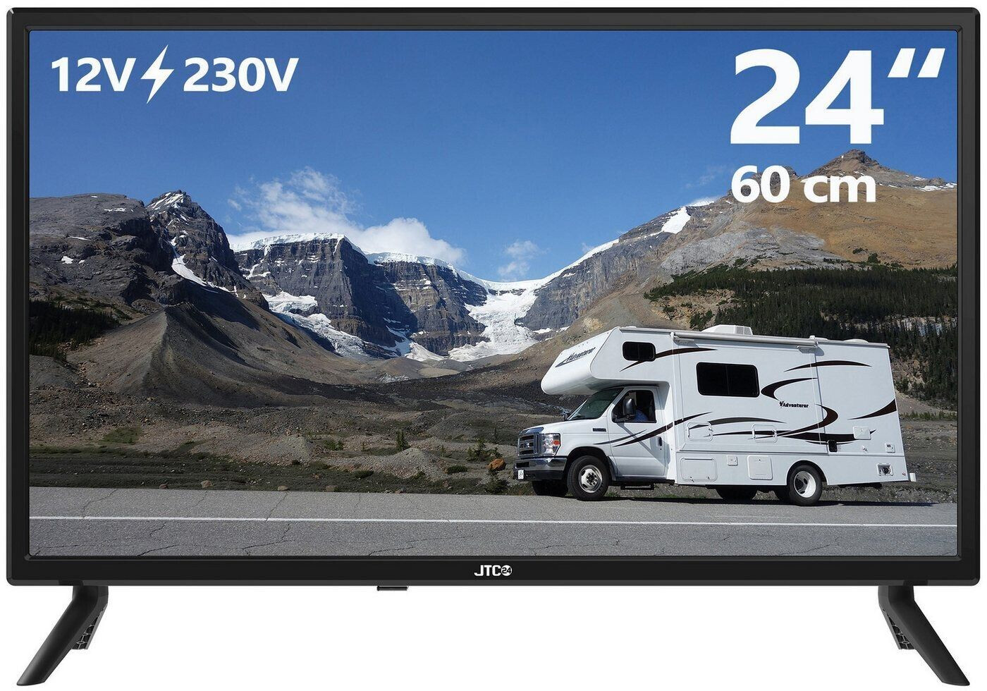 Bild von JTC-24 JTCT24H39241 LED-Fernseher (60,00 cm/24 Zoll, HD ready, 12-Volt / 230-Volt Anschluss, Fußball auch unterwegs beim Camping, Triple Tuner, USB-Mediaplayer, Kindersicherung, Sleep Timer, Ausschalt-Automatik)