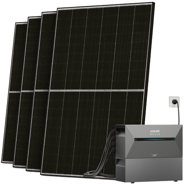 Bild von Solarway All In One 1800W/800W Balkonkraftwerk komplett Solarpaket mit 3,2 kWh Anker Solix 2 PRO Speicher, Plug&Play