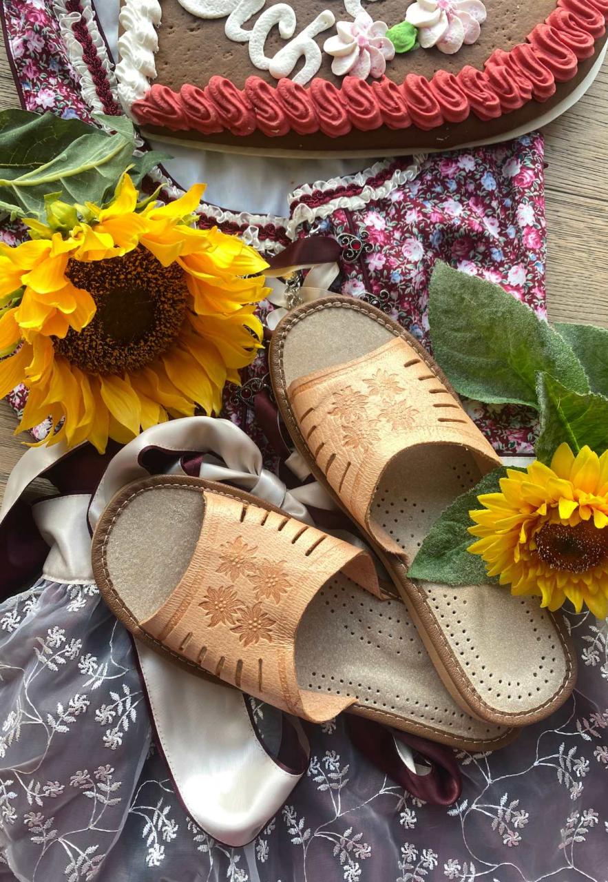 Bild von Hollert Leder-Pantoletten - SOMMER MODELL 2 Braun Damen Sandalen Pantoffeln Echtleder Slipper Slides Schuhgröße EUR 36