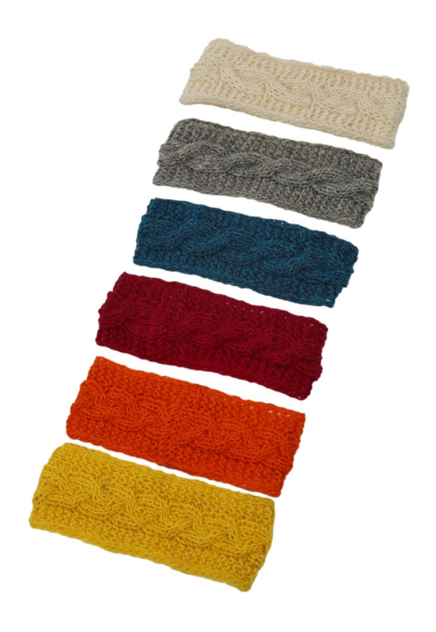 Bild von Hand-knitted Headband Gerda with Plait Pattern Farbe: Türkis