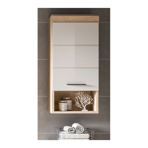Bild von Inn.Furn Hängeschrank Mambo – Badschrank in Sonoma Eiche und Hochglanz Weiß