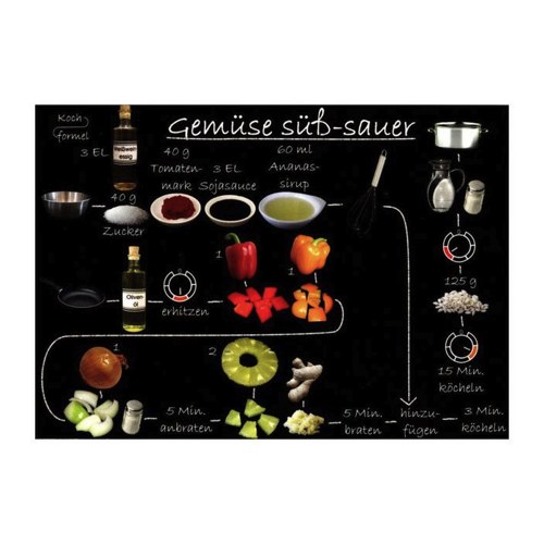 Bild von Kochformel Postkarte Rezept-Postkarte "Feierabend, vegetarisch: Gemüse süß-sauer"