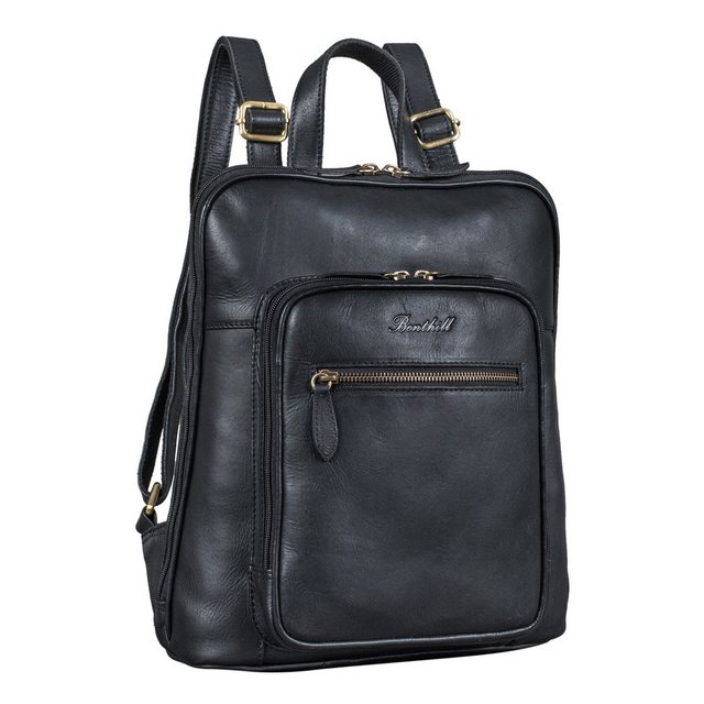 Bild von Benthill Rucksack Echt Leder - Kurierrucksack Fahrradrucksack Trekkingrucksack - Damen Herren Rucksack - Lederrucksack, Farbe:Schwarz