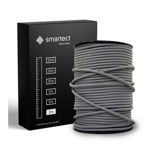 Bild von smartect Textilkabel Dunkelgrau 2 Meter - 3-Adrig (3x 0.75 mm) Stromkabel