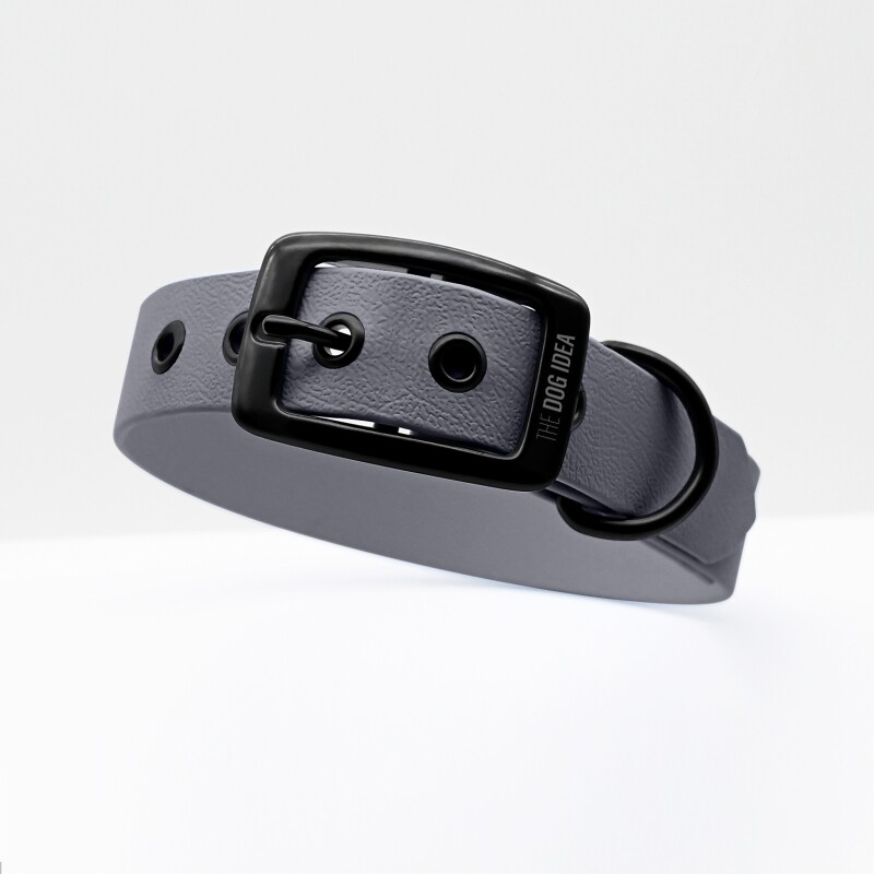 Bild von THE DOG IDEA Biothane Halsband Grau Schwarz S