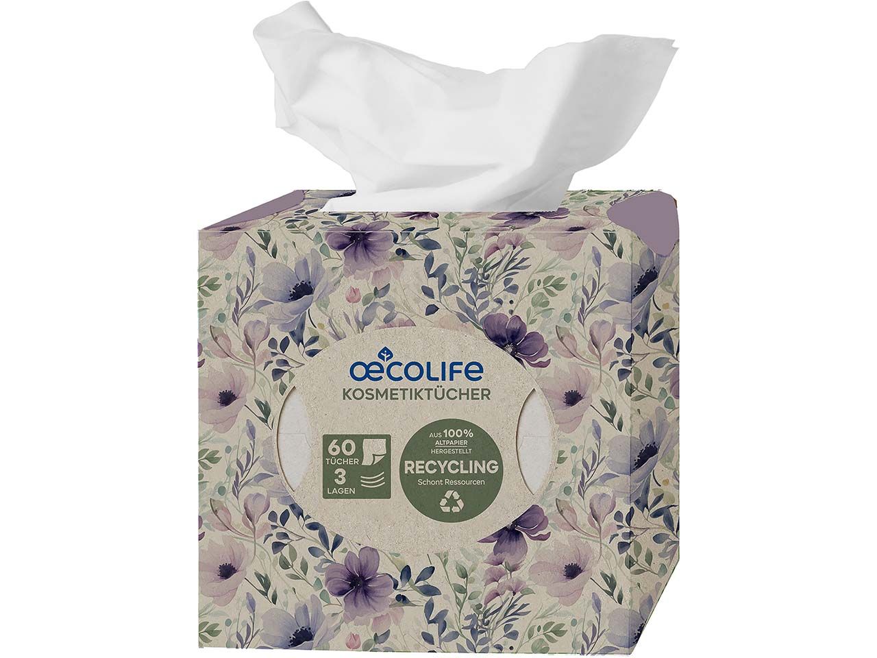 Bild von oecolife Kosmetiktücher "Recycling" in gemusterter Box