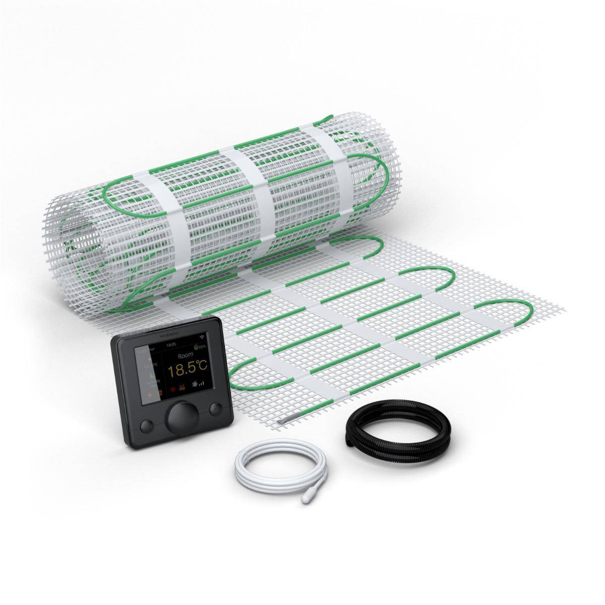 Bild von WARMON elektrische Fußbodenheizung für Fliesen: Zweiader-Heizmatte ultradünn, Festwiderstandsheizkabel EcoPRO-200 mit Smart Thermostat R7C-716 WIFI Farb-LCD schwarz - 5 m²