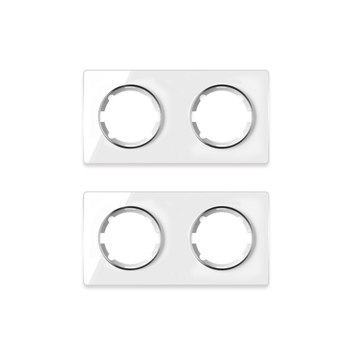 Bild von OneKeyElectro Set: 2х Garda Glas- Abdeckrahmen Set, Abdeckrahmen (2fach, waagerecht) für Lichtschalter oder Steckdose, Unterputz, matt- antifingerprint - weiß