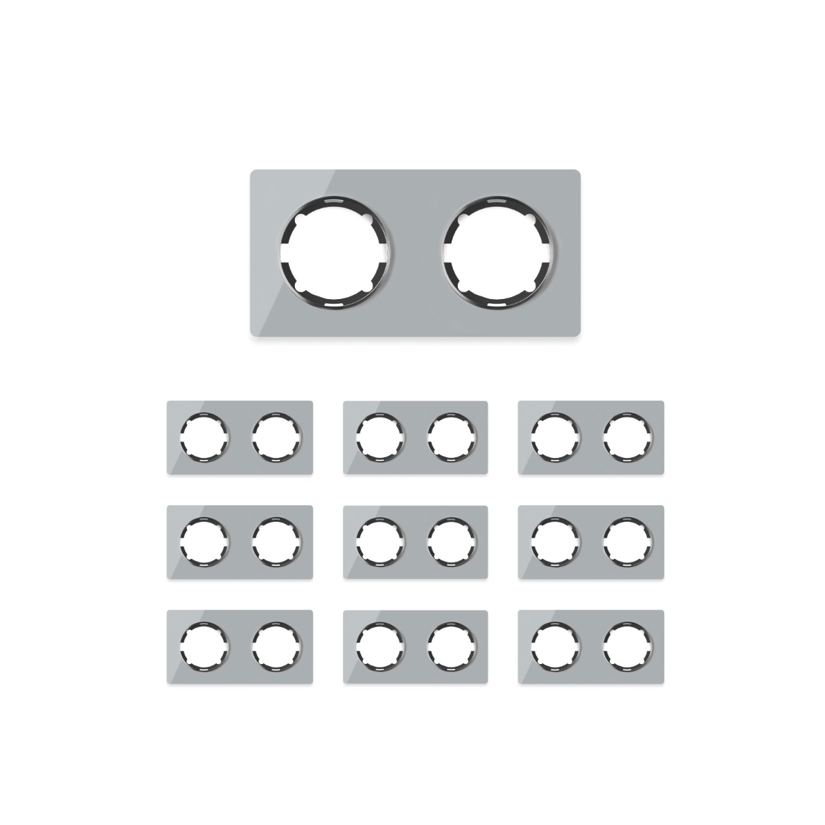 Bild von OneKeyElectro Set: 10х Garda Glas- Abdeckrahmen Set, Abdeckrahmen (2fach, waagerecht) für Lichtschalter oder Steckdose, Unterputz, matt- antifingerprint - grau