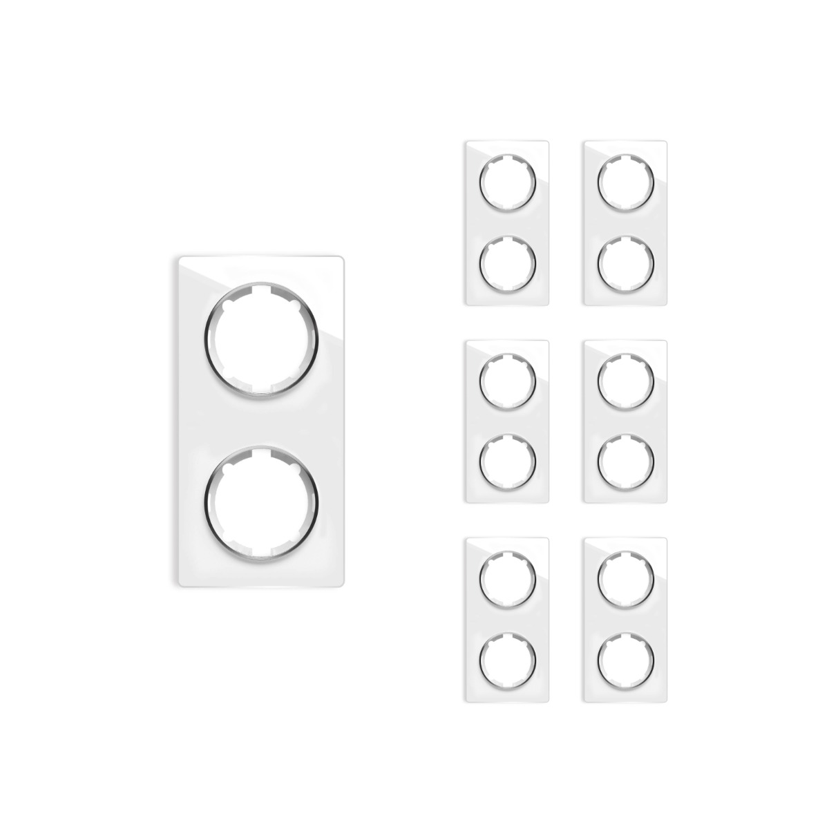 Bild von OneKeyElectro Set: 7х Garda Glas- Abdeckrahmen Set, Abdeckrahmen (2fach, senkrecht) für Lichtschalter oder Steckdose, Unterputz, matt- antifingerprint - weiß
