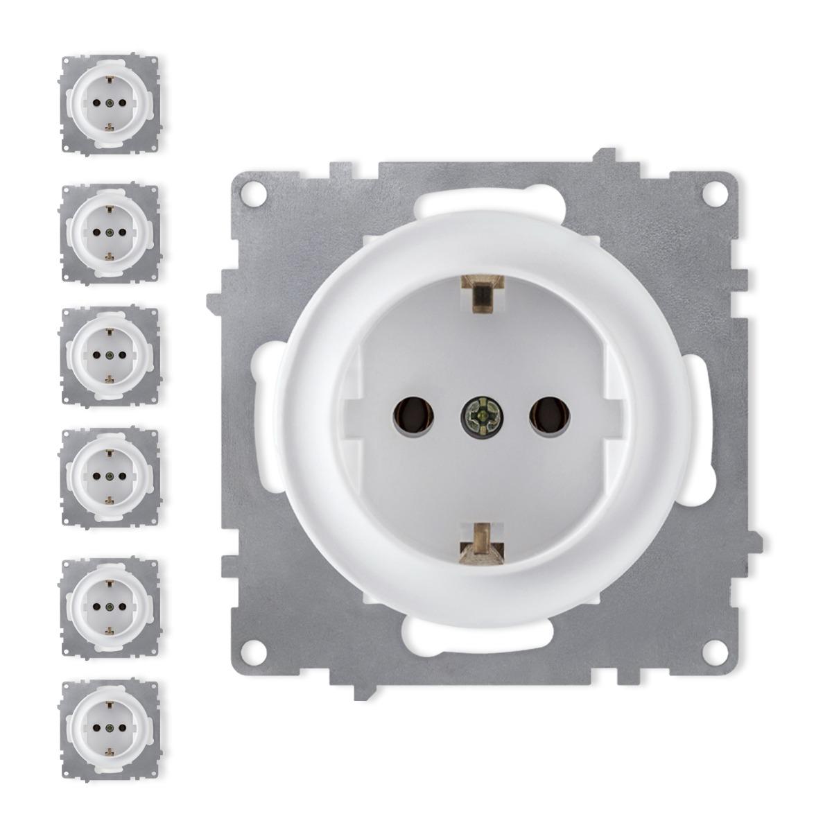 Bild von OneKeyElectro Set: 3x Schuko-Steckdosen Set, Steckdose mit Schraubklemmen und Erdung, 230V/16A, Schutzart IP20, gute Wärmebeständigkeit