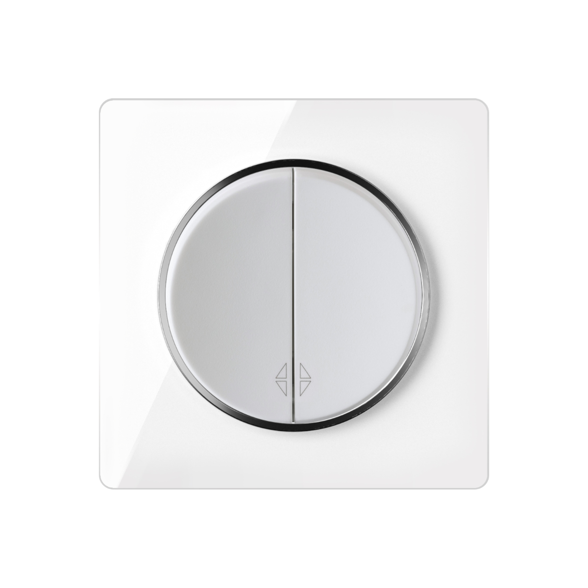 Bild von OneKeyElectro Design-Wechselschalter 2fach und Glas-Abdeckrahmen, Steuerung von zwei Orten, Lichtschalter rund, Unterputz, Schutzart IP20, ohne Rahmen, 230V/16A, weiß