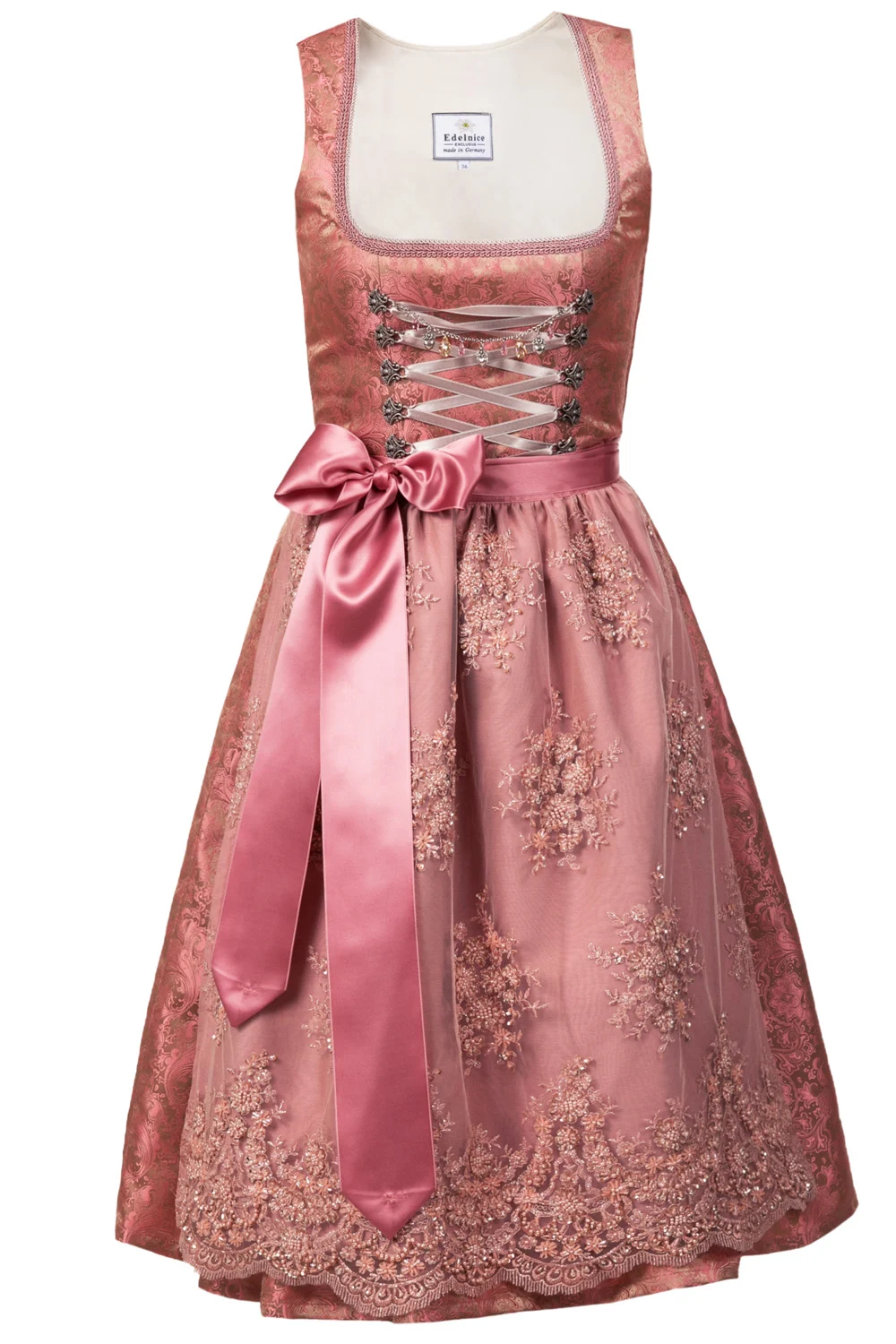 Bild von Edelnice Trachtenmode Exklusives Designer Midi Dirndl Sophia inkl. Spitzenschürze Gr. 32-54 (DE/NL/SE/PL, Numerisch, 34, Regular, Regular)