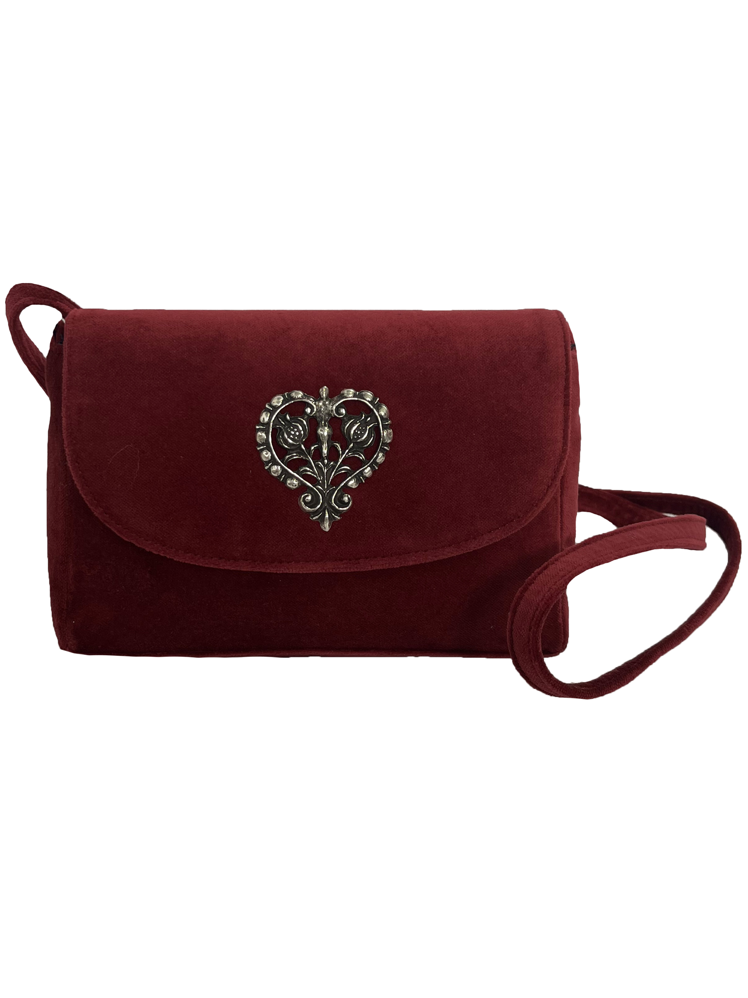 Bild von Dirndltasche Samt Bordeaux Rot