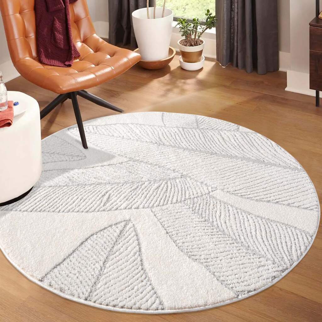Bild von Carpet City Teppich "LOUNGE 0629", rund, 15 mm Höhe, Kurzflor-Teppich Modern, Hoch-Tief-Struktur, Wohnzimmer, Schlafzimmer