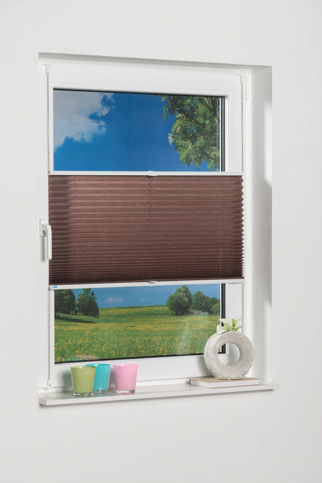 Bild von Plissee K-HOME "Klemmfix Pisa" Gr. 100, braun (mokka), B:100cm H:210cm, Plissees, Crushed-Optik